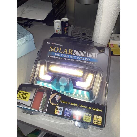 Motion Light Solar Outdoor Bell+Howell Black Solar Sensor Outdoor Wall - Picture 1 of 2